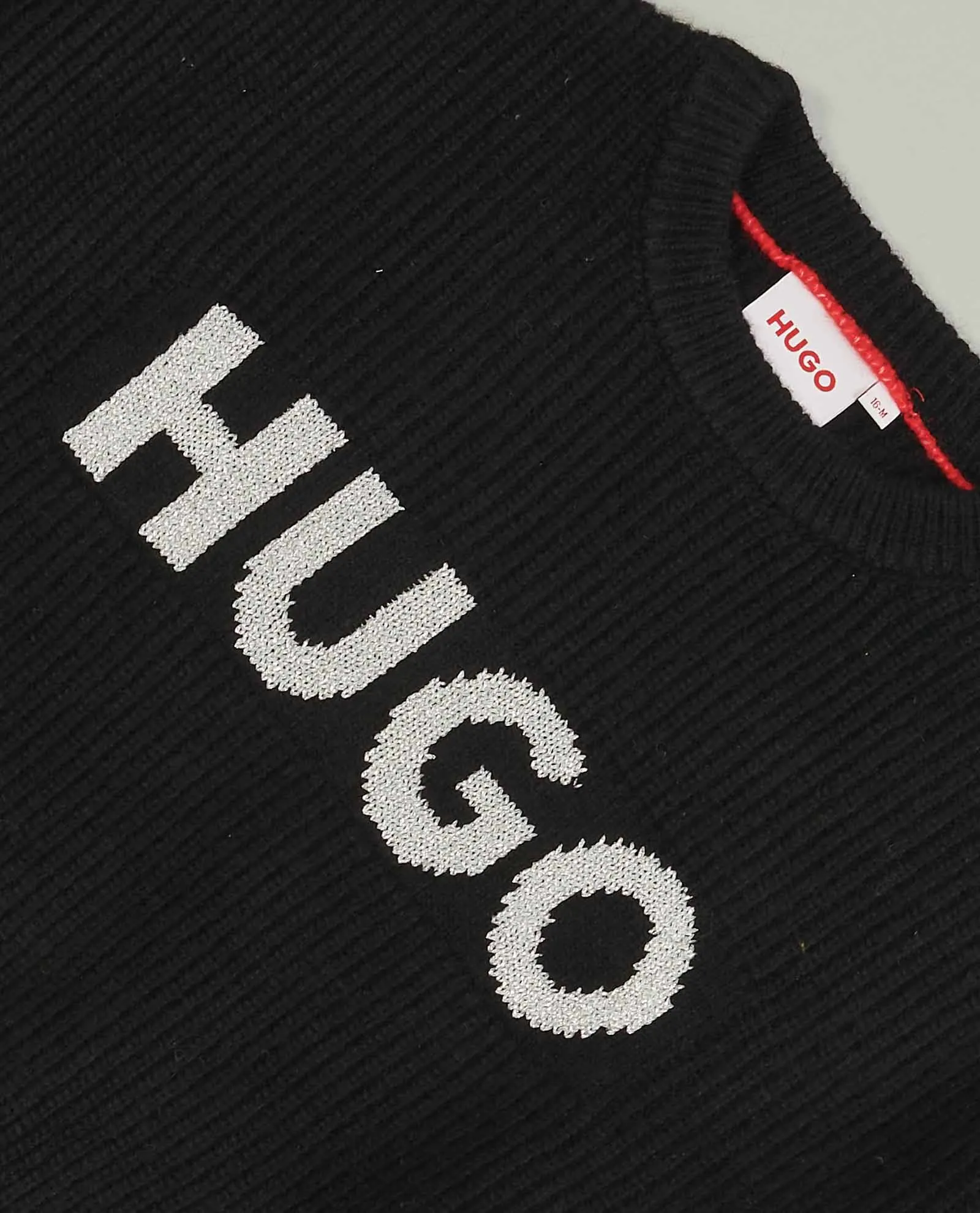 Maglia nera Hugo Boss per bambina in girocollo