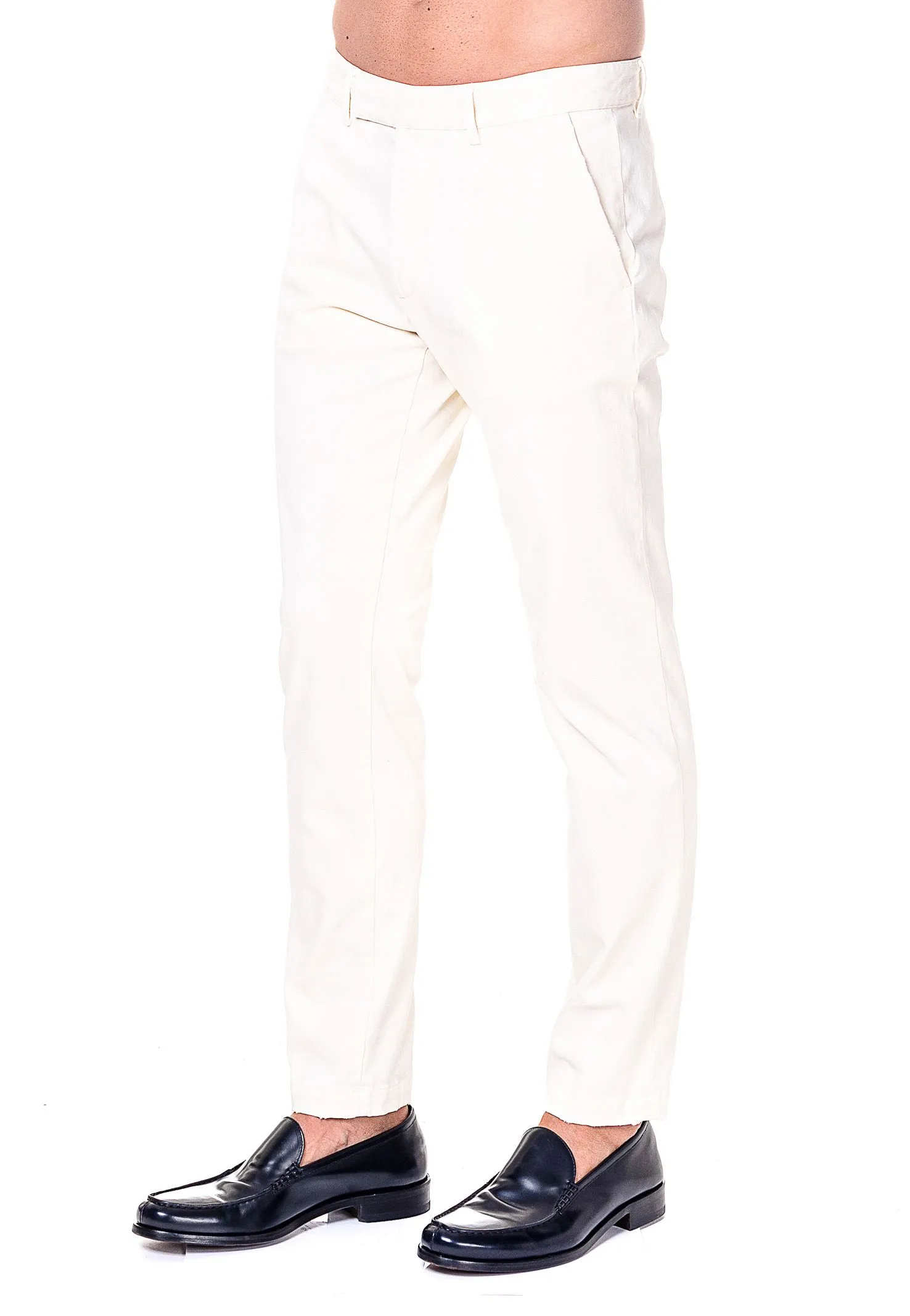 PANTALONI PANNA IN COTONE