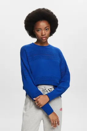 Pullover girocollo a maglia traforata